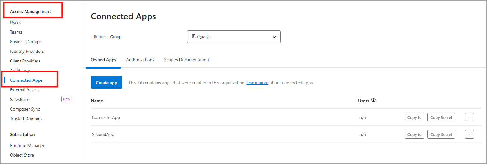 Connected Apps.